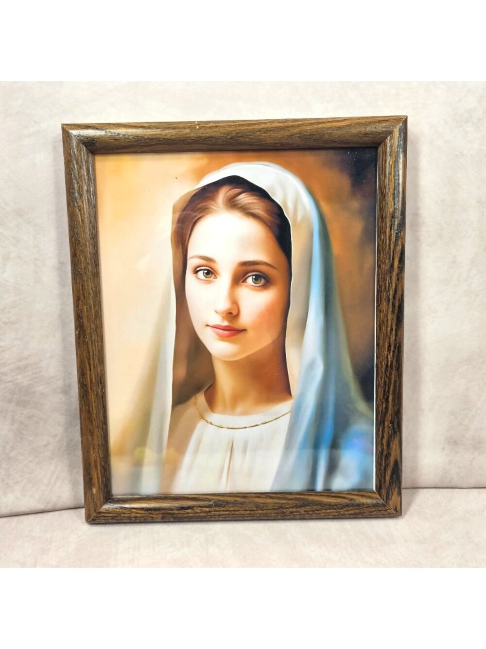 Vintage Virgin Mary Photo Picture Religious Home Room Decoration 9x11